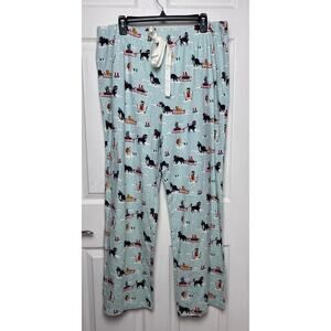 Lands' End Women's Christmas Pajama Sleep Drawstring Pants Dogs Puppy Size XL